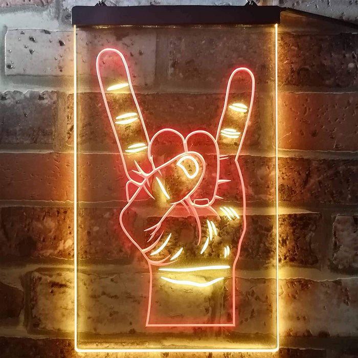 Rock n Roll Hand Sign of the Horns LED Light Sign - Way Up Gifts