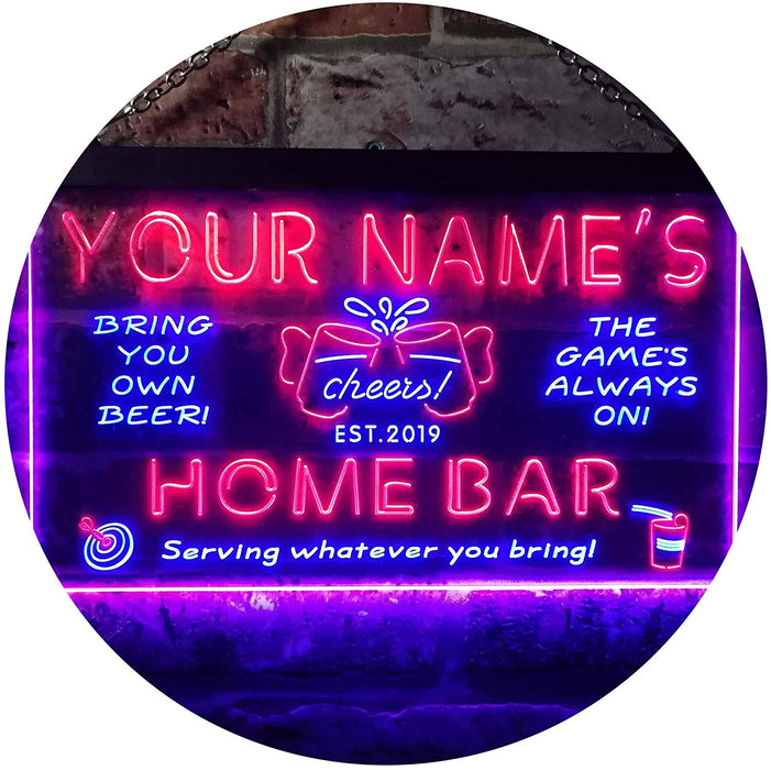 Personalized Beer Cheers Home Bar LED Light Sign - Way Up Gifts