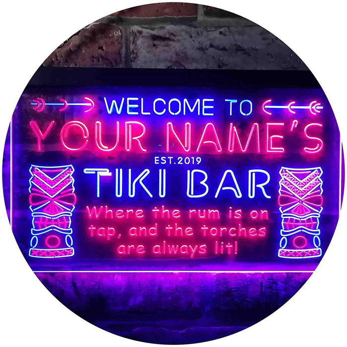 Personalized Tiki Bar LED Light Sign - Way Up Gifts