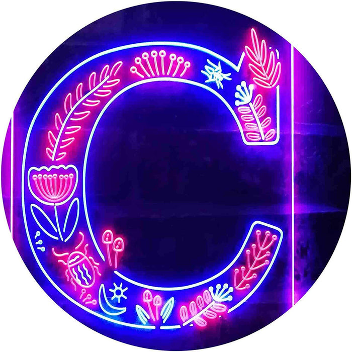 Family Name Letter C Monogram Initial LED Light Sign - Way Up Gifts