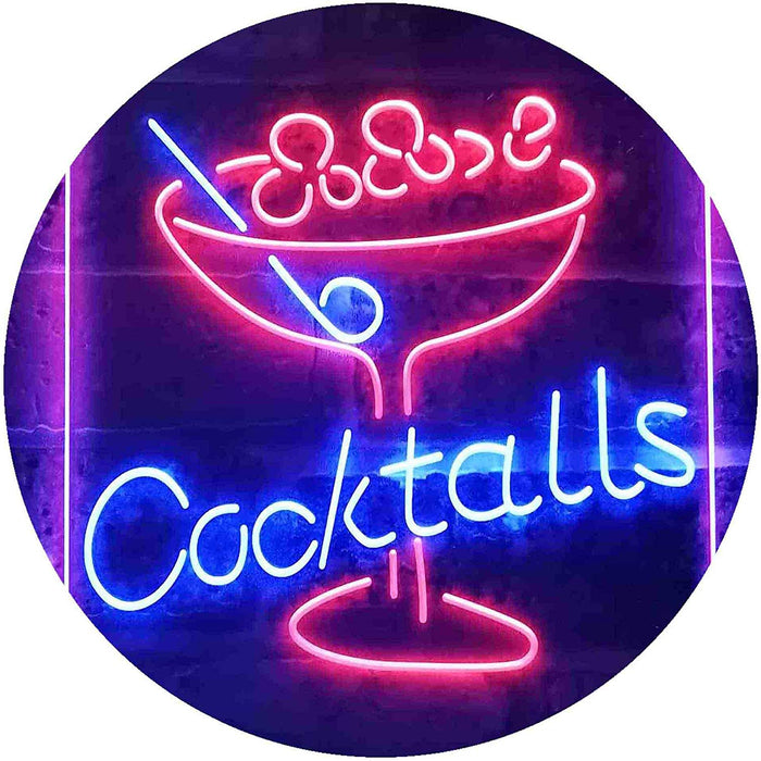 Cocktails Bar Glass LED Light Sign - Way Up Gifts