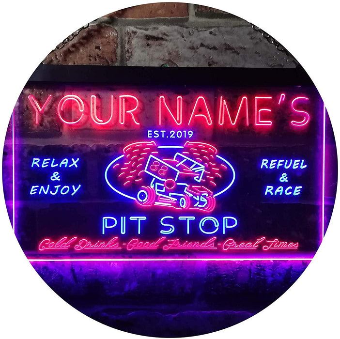 Personalized Car Racing Beer Pit Stop Bar LED Light Sign - Way Up Gifts