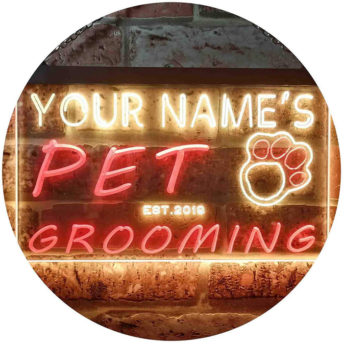 Personalized Paw Print Pet Grooming LED Light Sign - Way Up Gifts