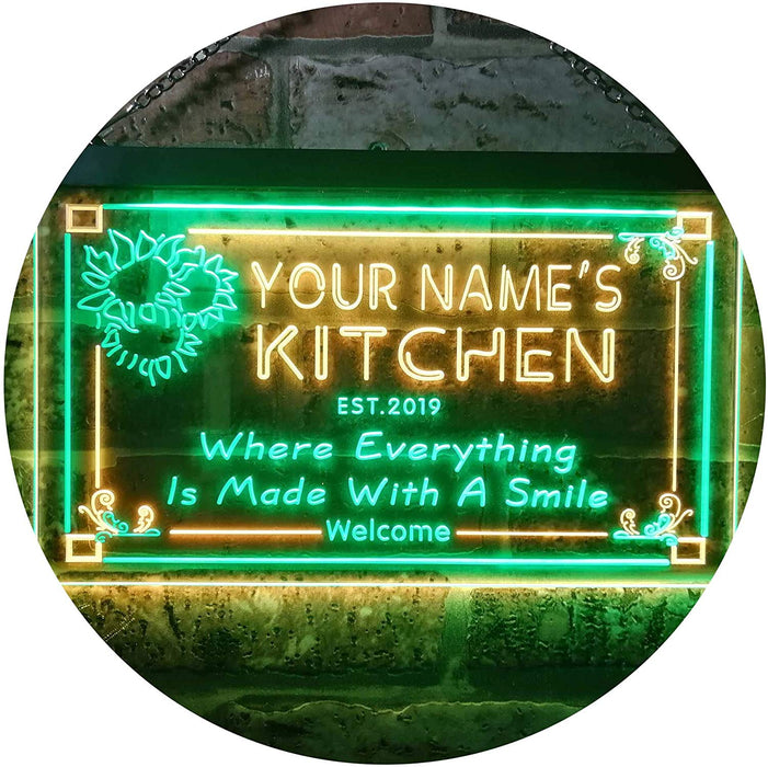 Personalized Home Kitchen Decor Made with Smile LED Light Sign - Way Up Gifts