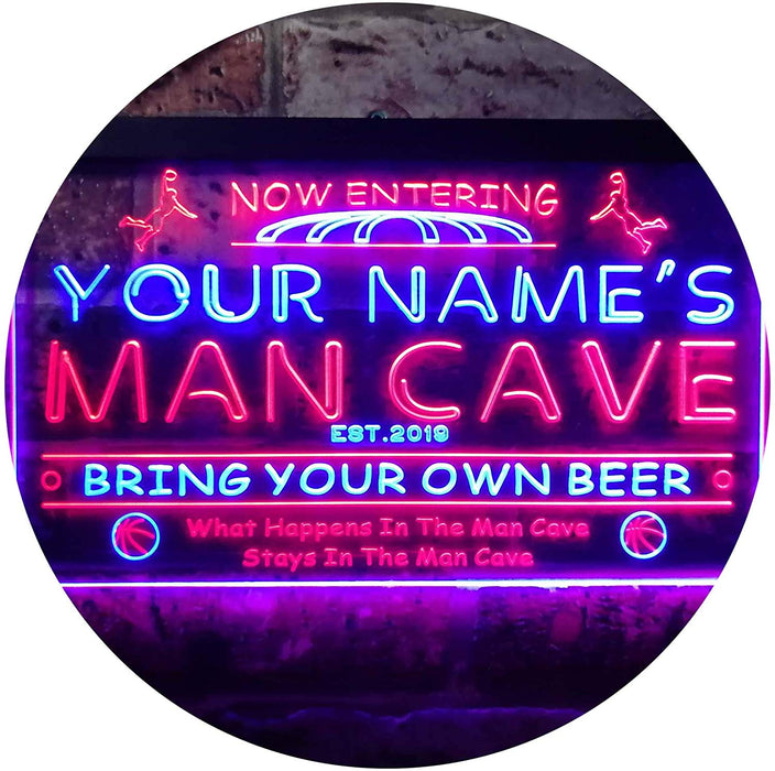 Personalized Sports Basketball Theme Man Cave LED Light Sign - Way Up Gifts