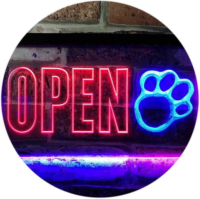 Open Paw Print Dog Grooming LED Light Sign - Way Up Gifts