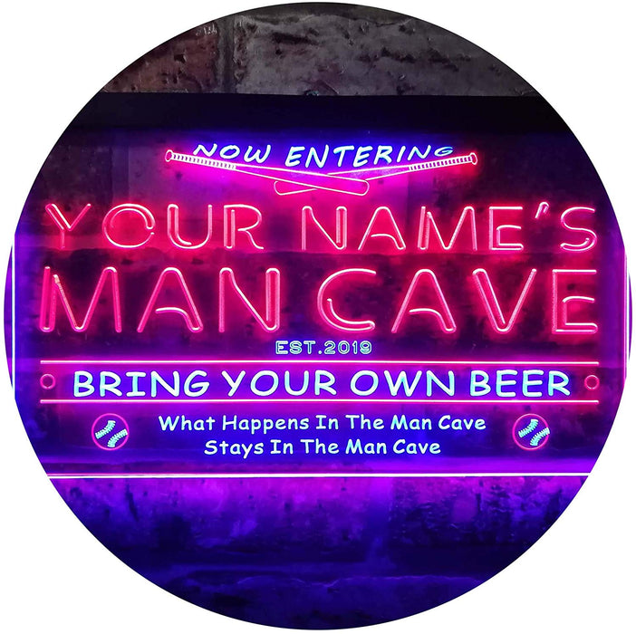 Personalized Sports Baseball Theme Man Cave LED Light Sign - Way Up Gifts