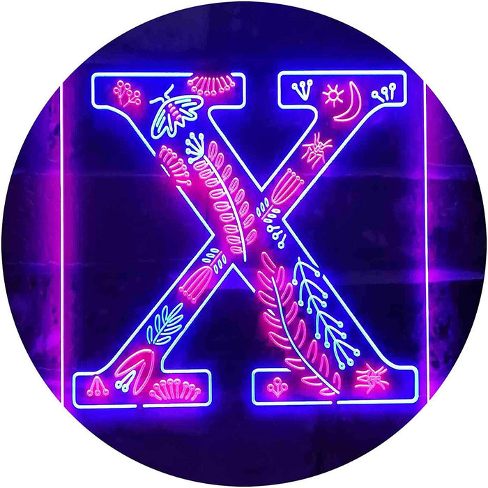 Family Name Letter X Monogram Initial LED Light Sign - Way Up Gifts