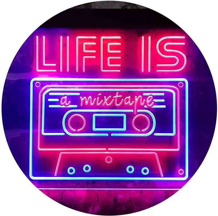 Life is a Mixtape Quotes Bedroom Decor LED Light Sign - Way Up Gifts