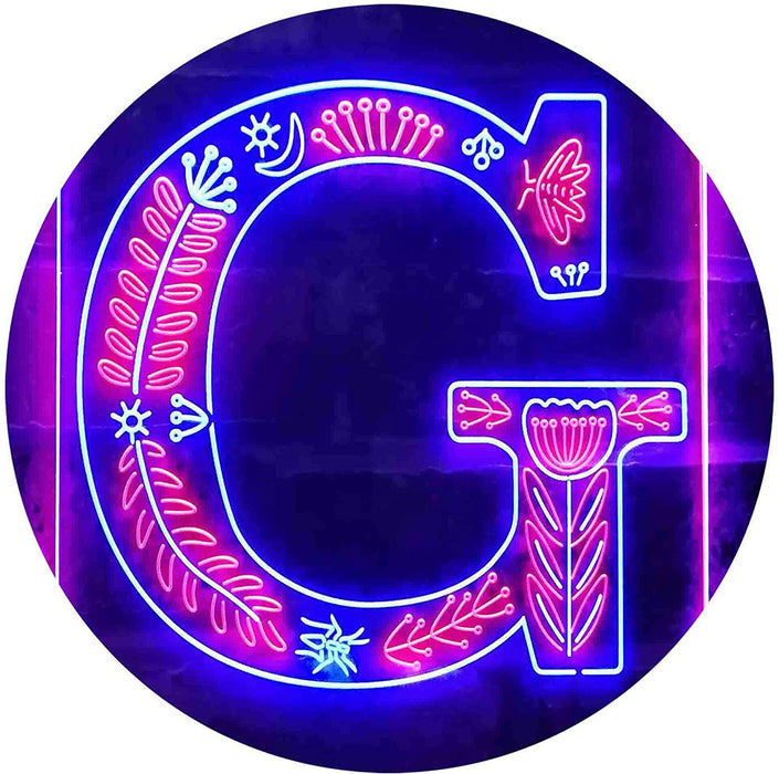 Family Name Letter G Monogram Initial LED Light Sign - Way Up Gifts