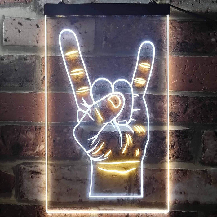 Rock n Roll Hand Sign of the Horns LED Light Sign - Way Up Gifts