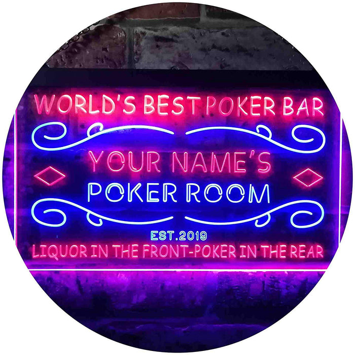Personalized Poker Room Bar LED Light Sign - Way Up Gifts