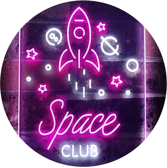 Rocket Space Club Kids Room Decor LED Light Sign - Way Up Gifts