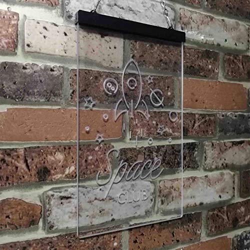 Rocket Space Club Kids Room Decor LED Light Sign - Way Up Gifts