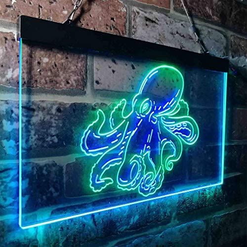 Sea Life Man Cave Ocean Decor Octopus LED Light Sign - Way Up Gifts