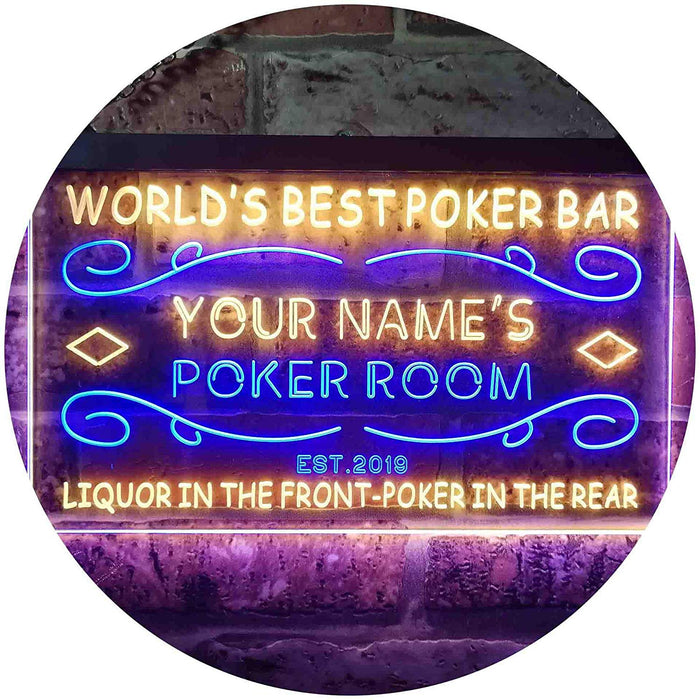 Personalized Poker Room Bar LED Light Sign - Way Up Gifts