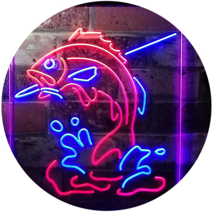 Fish on Hook Fishing Bait Store Cabin Decor LED Light Sign - Way Up Gifts