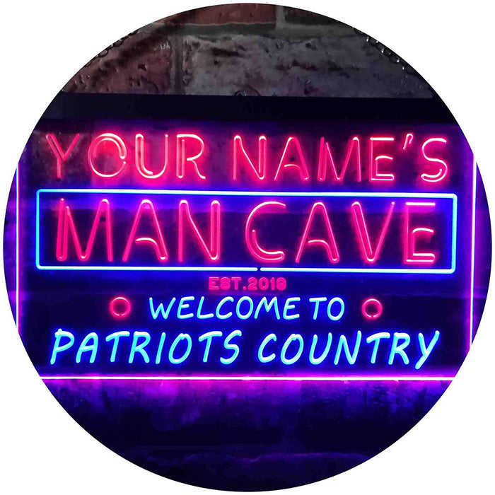 Personalized Patriots Country Man Cave LED Light Sign - Way Up Gifts