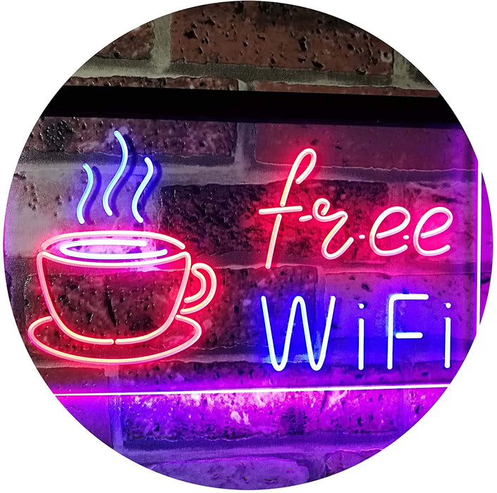 Cafe Coffee Free WiFi LED Light Sign - Way Up Gifts