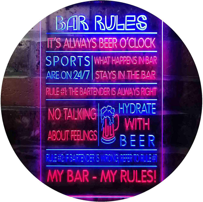 Bar Rules LED Light Sign - Way Up Gifts