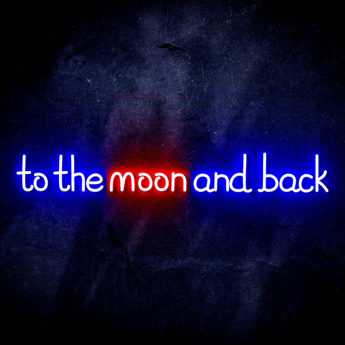 To The Moon and Back Ultra-Bright LED Sign with Remote (Neon-Style, LED Technology) - Way Up Gifts