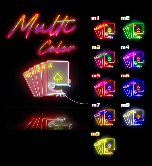 Royal Flush Poker Game Room Ultra-Bright LED Sign with Remote (Neon-Style, LED Technology) - Way Up Gifts