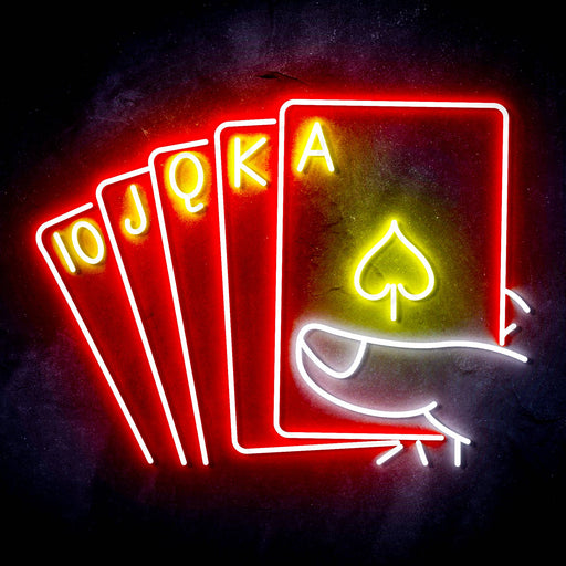 Royal Flush Poker Game Room Ultra-Bright LED Sign with Remote (Neon-Style, LED Technology) - Way Up Gifts