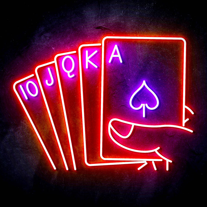 Royal Flush Poker Game Room Ultra-Bright LED Sign with Remote (Neon-Style, LED Technology) - Way Up Gifts