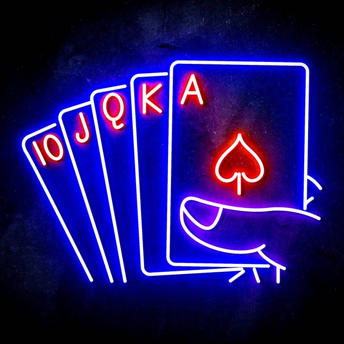 Royal Flush Poker Game Room Ultra-Bright LED Sign with Remote (Neon-Style, LED Technology) - Way Up Gifts