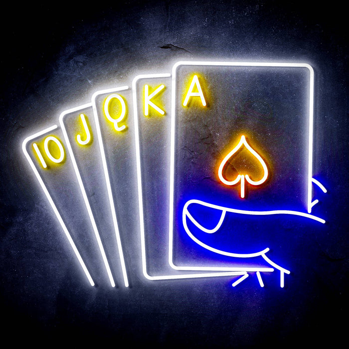 Royal Flush Poker Game Room Ultra-Bright LED Sign with Remote (Neon-Style, LED Technology) - Way Up Gifts