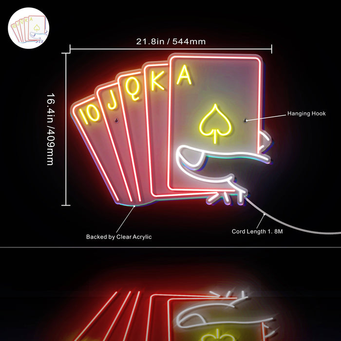 Royal Flush Poker Game Room Ultra-Bright LED Sign with Remote (Neon-Style, LED Technology) - Way Up Gifts