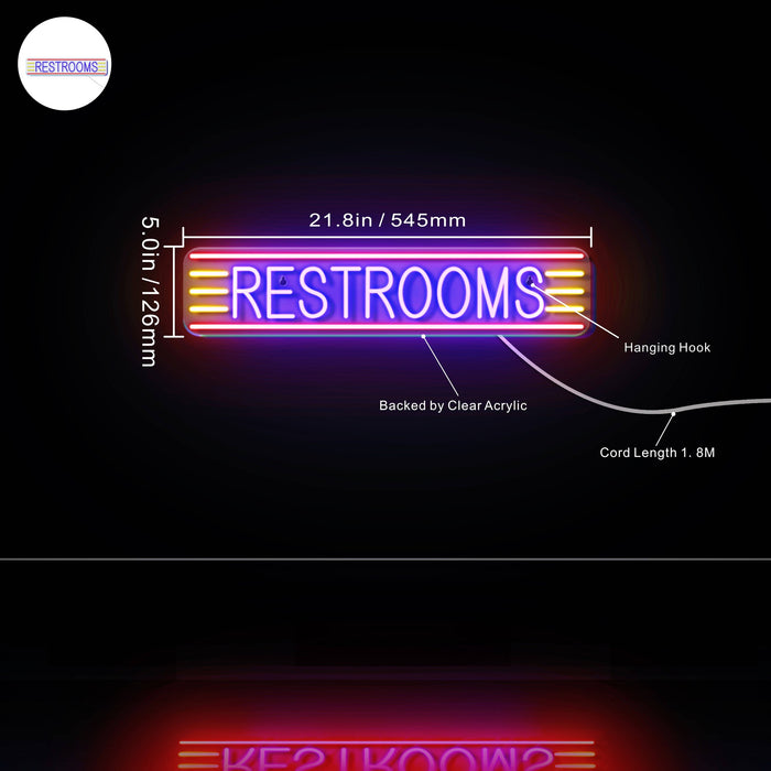 Restrooms Ultra-Bright LED Sign with Remote (Neon-Style, LED Technology) - Way Up Gifts