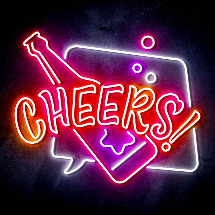 Beer Bottle Cheers Ultra-Bright LED Sign with Remote (Neon-Style, LED Technology) - Way Up Gifts