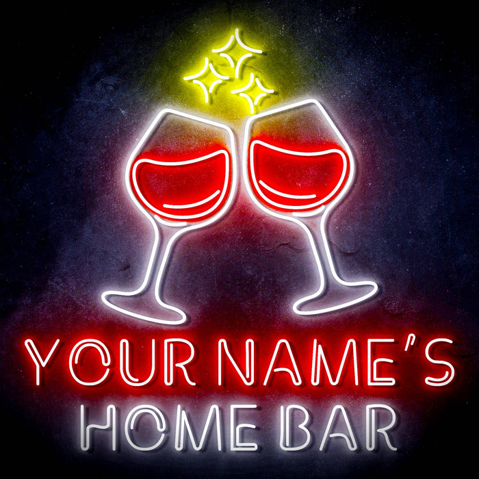 Personalized Ultra-Bright Wine Glasses Home Bar LED Sign with Remote (Neon-Style, LED Technology) - Way Up Gifts