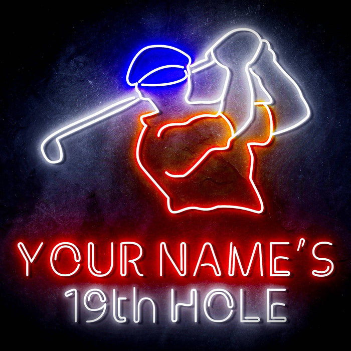 Custom Ultra-Bright Golf Clubhouse Bar 19th Hole LED Sign with Remote (Neon-Style, LED Technology) - Way Up Gifts