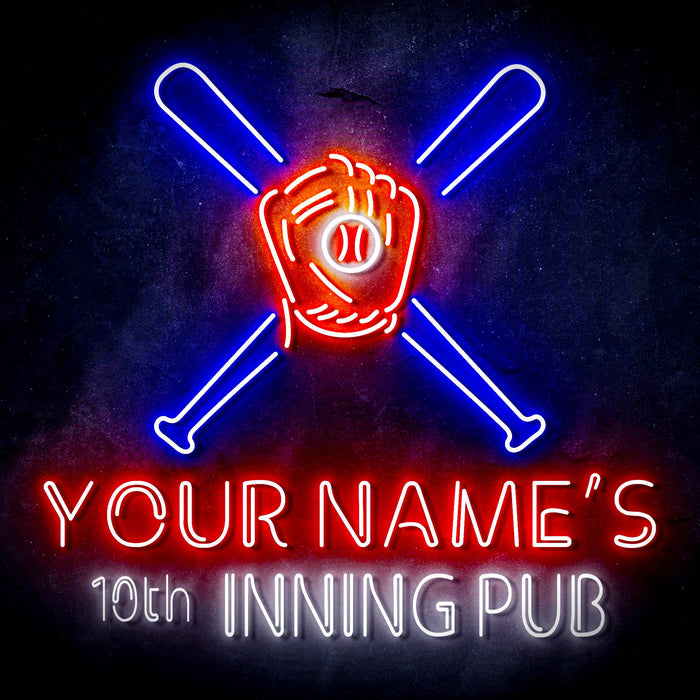 Custom Ultra-Bright Man Cave Baseball Bar 10th Inning Pub LED Sign with Remote (Neon-Style, LED Technology) - Way Up Gifts