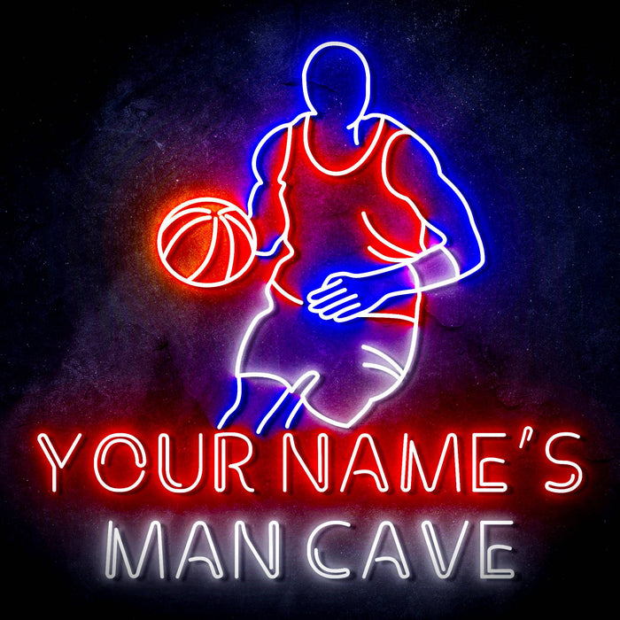 Custom Ultra-Bright Basketball Man Cave LED Sign with Remote (Neon-Style, LED Technology) - Way Up Gifts