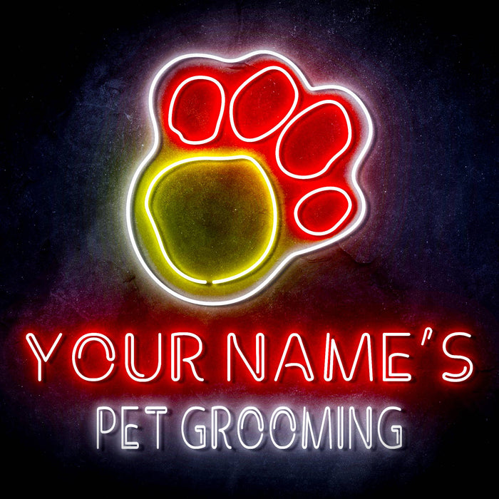 Custom Ultra-Bright Dog Paw Pet Grooming LED Sign with Remote (Neon-Style, LED Technology) - Way Up Gifts