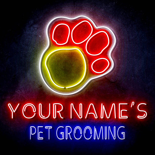 Custom Ultra-Bright Dog Paw Pet Grooming LED Sign with Remote (Neon-Style, LED Technology) - Way Up Gifts