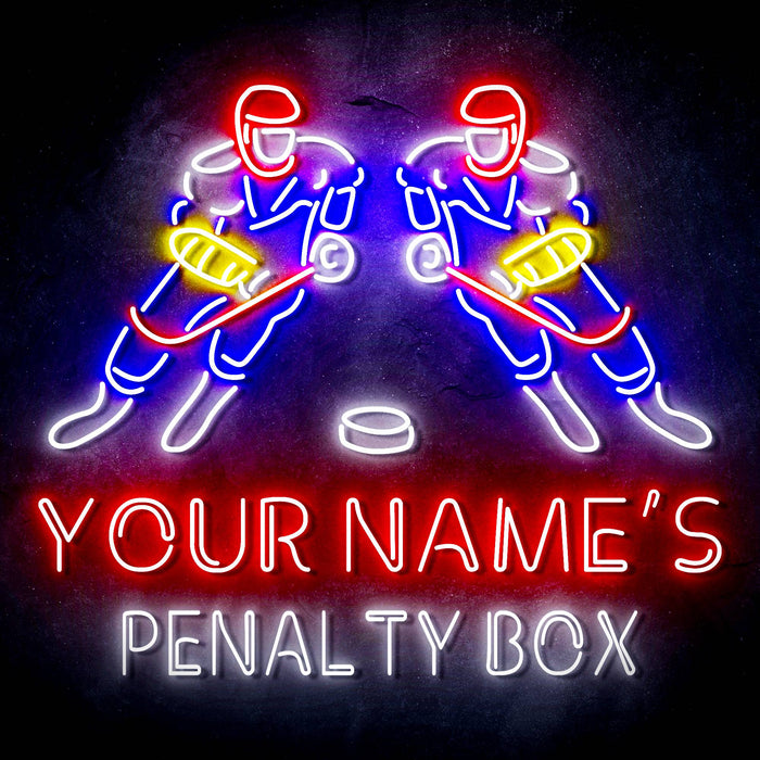Custom Ultra-Bright Penalty Box Hockey Man Cave Bar LED Sign with Remote (Neon-Style, LED Technology) - Way Up Gifts