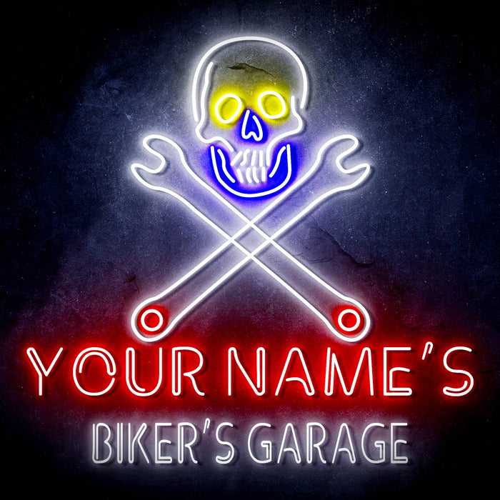 Custom Ultra-Bright Skull Tools Motorcycle Biker's Garage LED Sign with Remote (Neon-Style, LED Technology) - Way Up Gifts