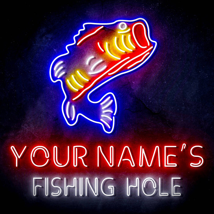 Custom Ultra-Bright Fishing Hole Cabin Man Cave LED Sign with Remote (Neon-Style, LED Technology) - Way Up Gifts