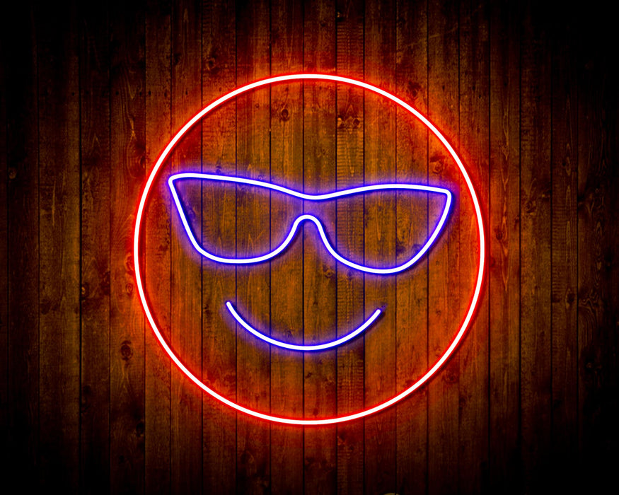 Smiley Face with Sunglasses Emoji Flex Silicone LED Sign (Neon-Style, LED Technology) - Way Up Gifts