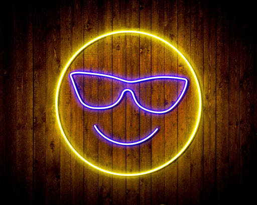 Smiley Face with Sunglasses Emoji Flex Silicone LED Sign (Neon-Style, LED Technology) - Way Up Gifts