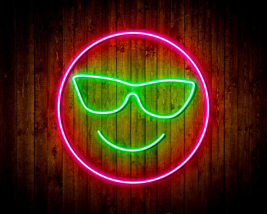 Smiley Face with Sunglasses Emoji Flex Silicone LED Sign (Neon-Style, LED Technology) - Way Up Gifts