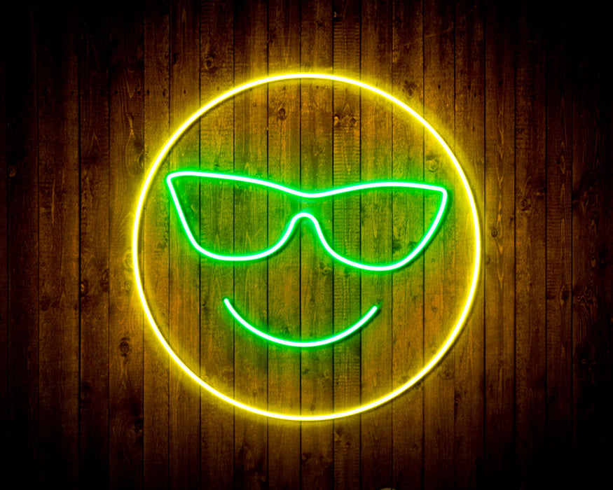 Smiley Face with Sunglasses Emoji Flex Silicone LED Sign (Neon-Style, LED Technology) - Way Up Gifts