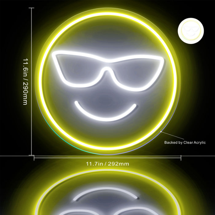Smiley Face with Sunglasses Emoji Flex Silicone LED Sign (Neon-Style, LED Technology) - Way Up Gifts
