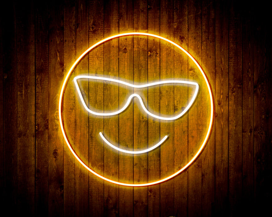 Smiley Face with Sunglasses Emoji Flex Silicone LED Sign (Neon-Style, LED Technology) - Way Up Gifts