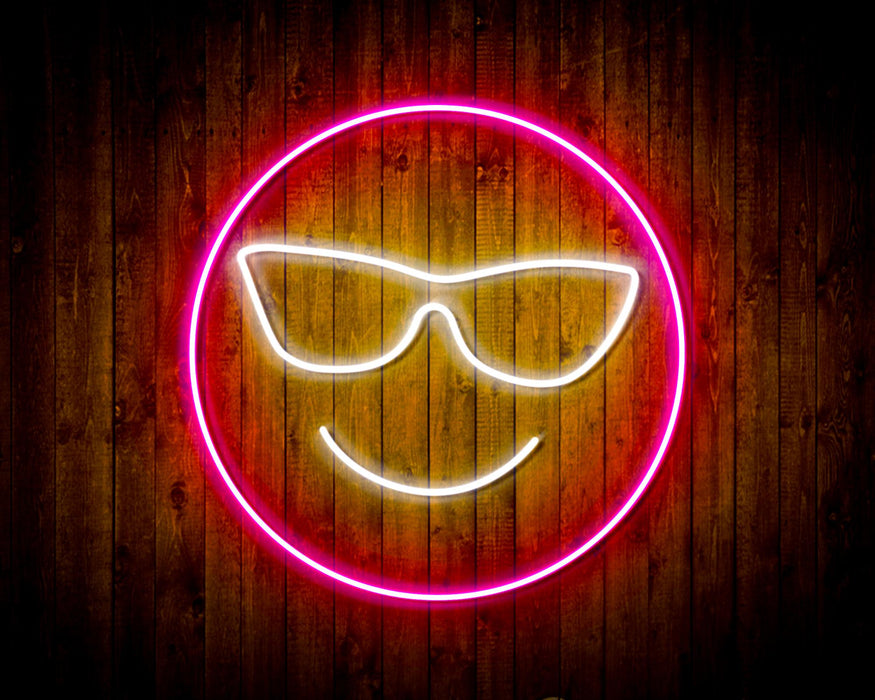Smiley Face with Sunglasses Emoji Flex Silicone LED Sign (Neon-Style, LED Technology) - Way Up Gifts