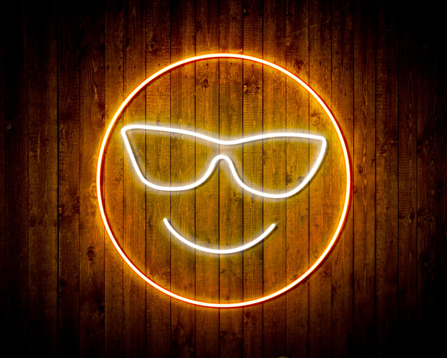 Smiley Face with Sunglasses Emoji Flex Silicone LED Sign (Neon-Style, LED Technology) - Way Up Gifts